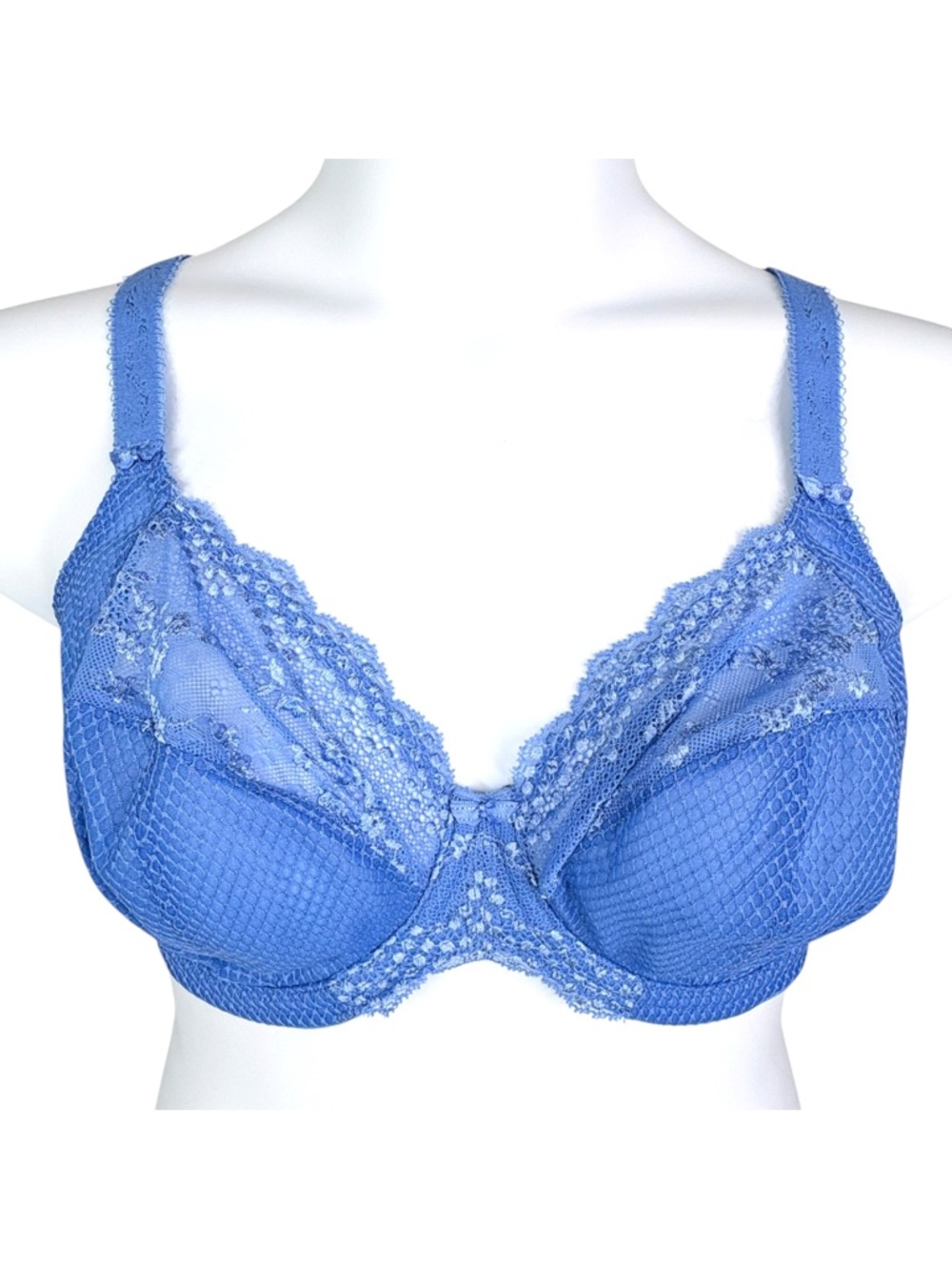 Elomi Charley Underwire Bra sz 42DD * Cornflower Blue Floral Lace